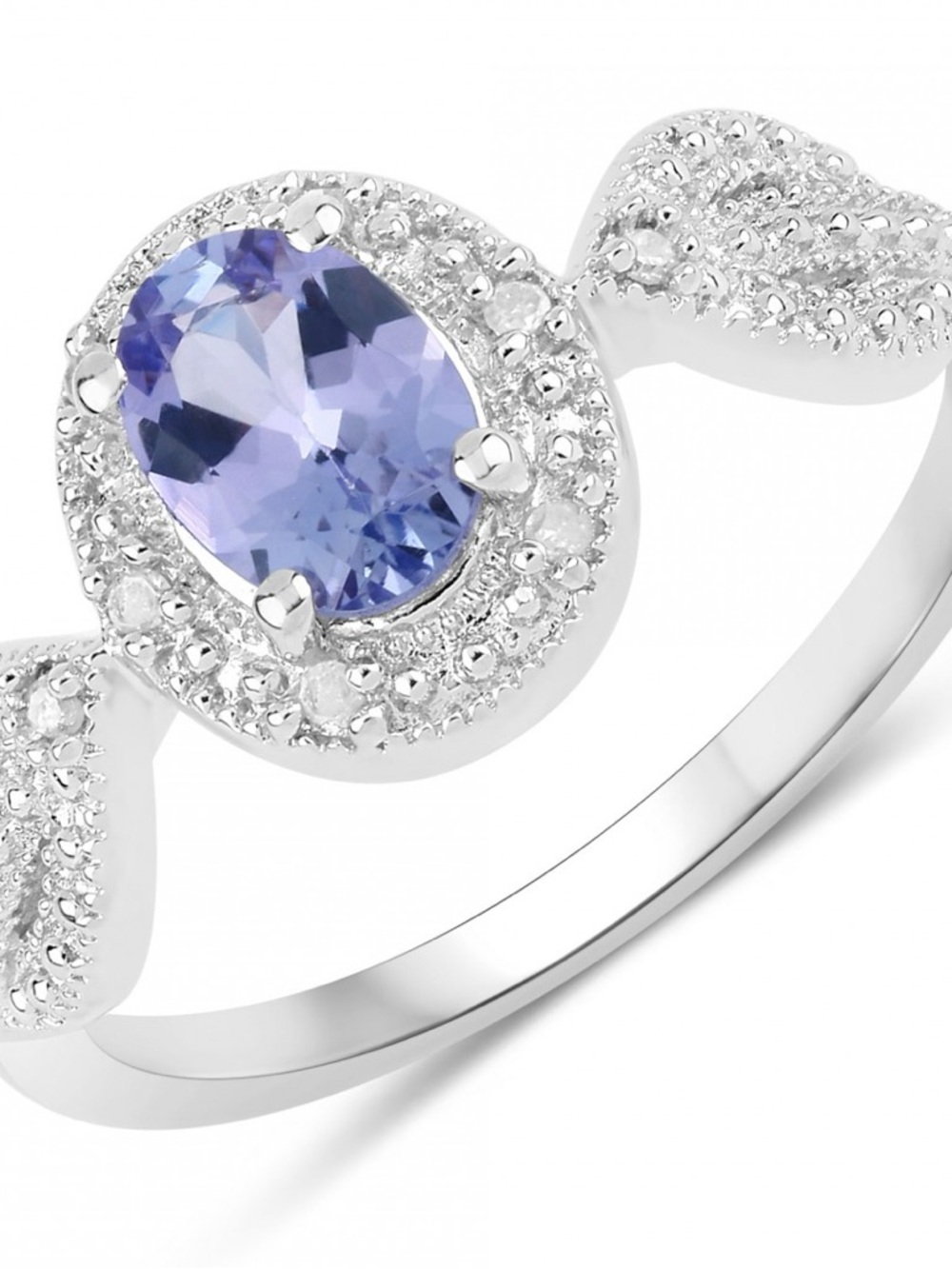 Tanzanite & Diamond Oval Gemstone Halo Ring